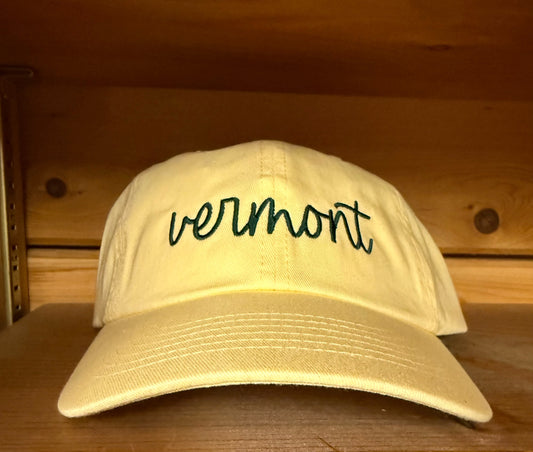 Script Vermont Embroidered  Hat Color Yellow