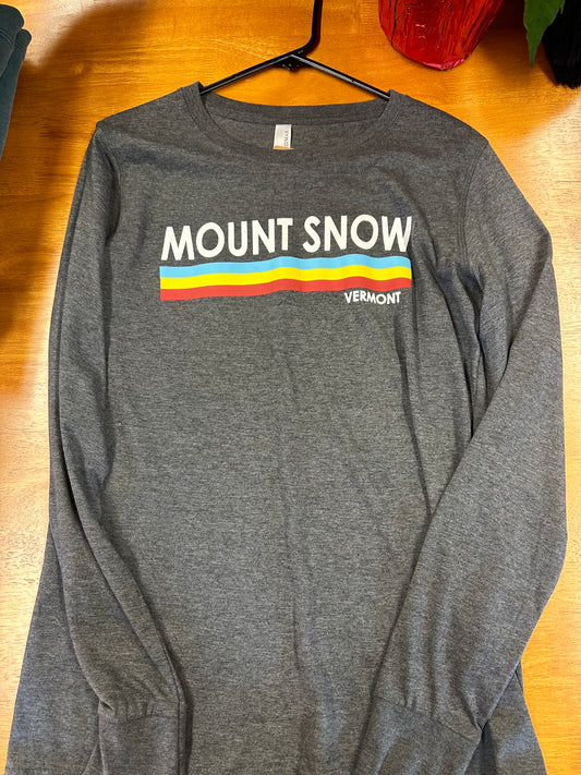 Mount Snow Tri-Color Vermont Full Front Long Sleeve Heather