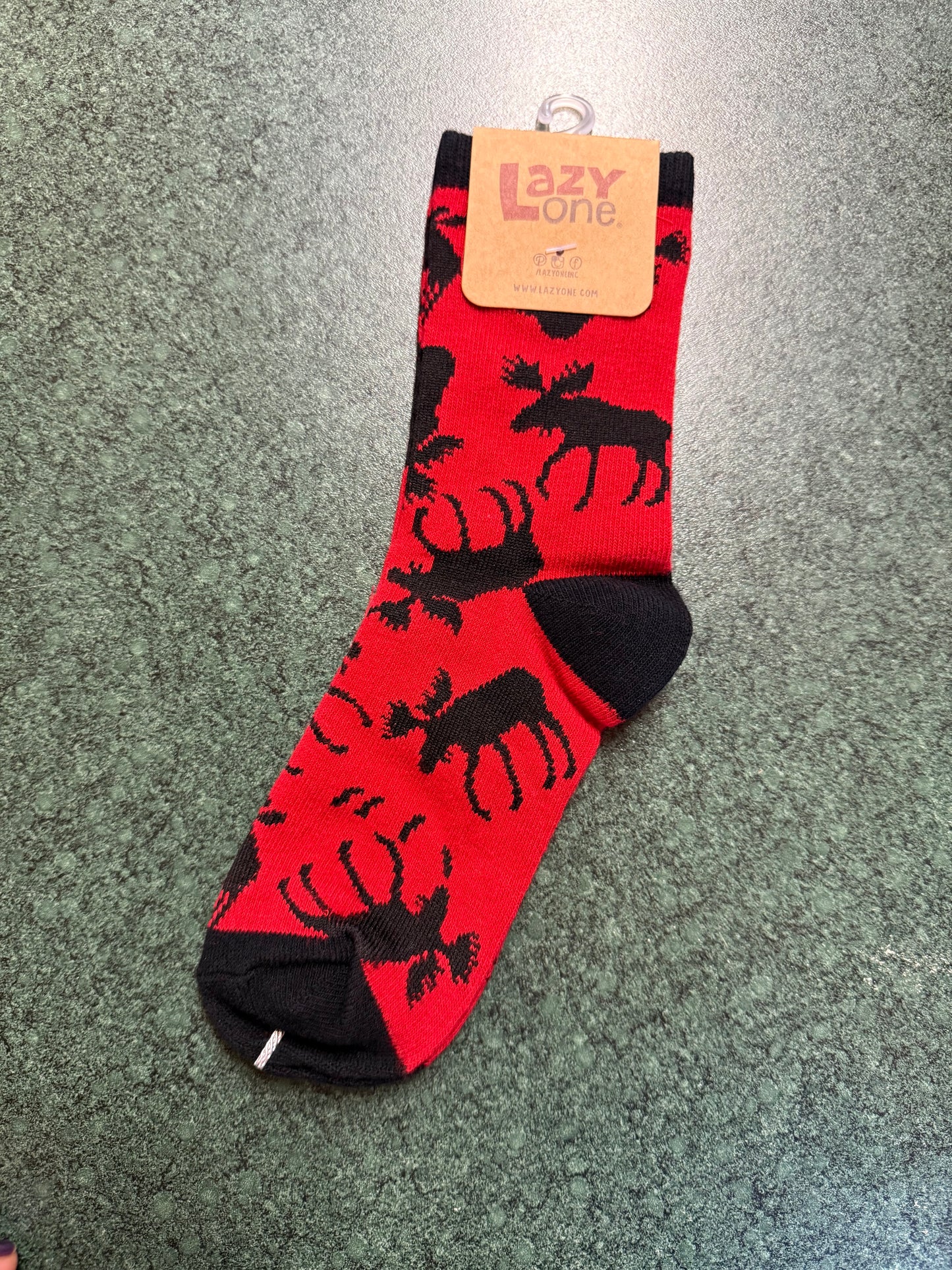 Red & Black Classic Moose Kids Sock