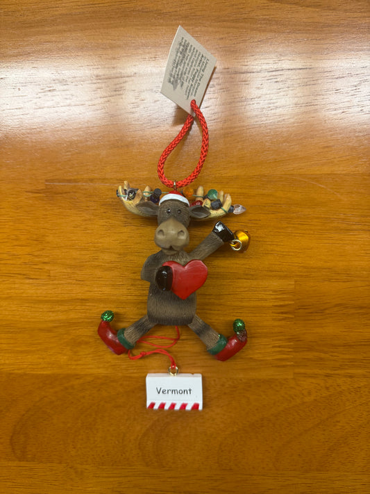 Heart Christmas Moose Pully Ornament