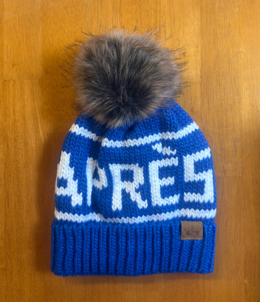 Royal Blue & White Apres Pom Hat