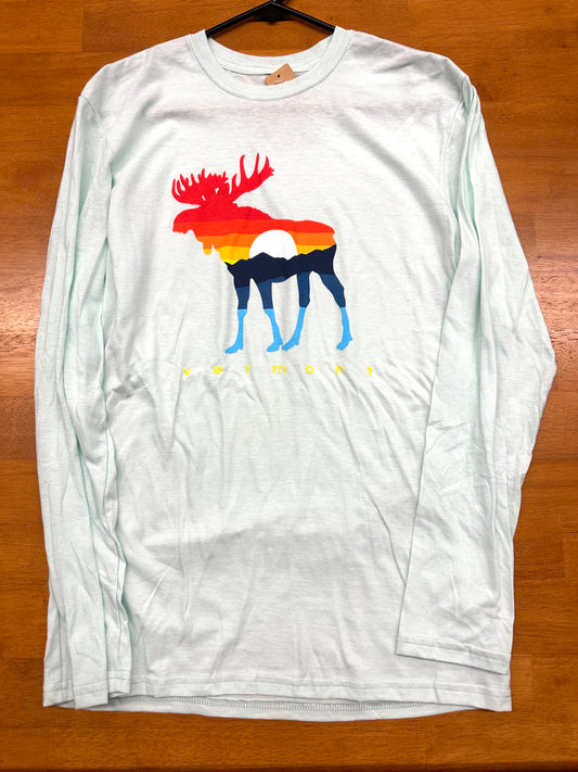 Vermont Sunrise Moose Long Sleeve Color Mint