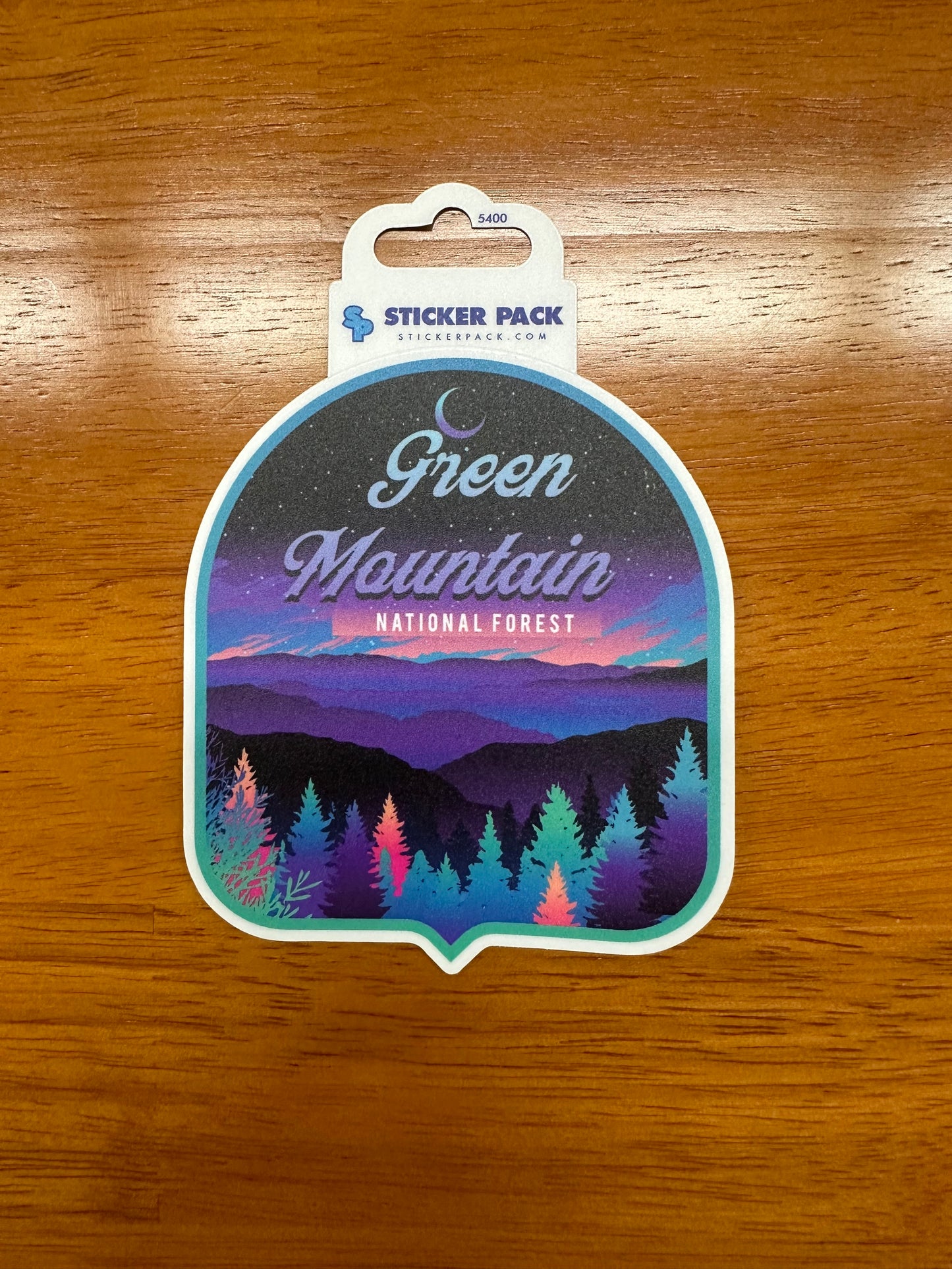 Green Mnt National Forest Neon Night Sticker