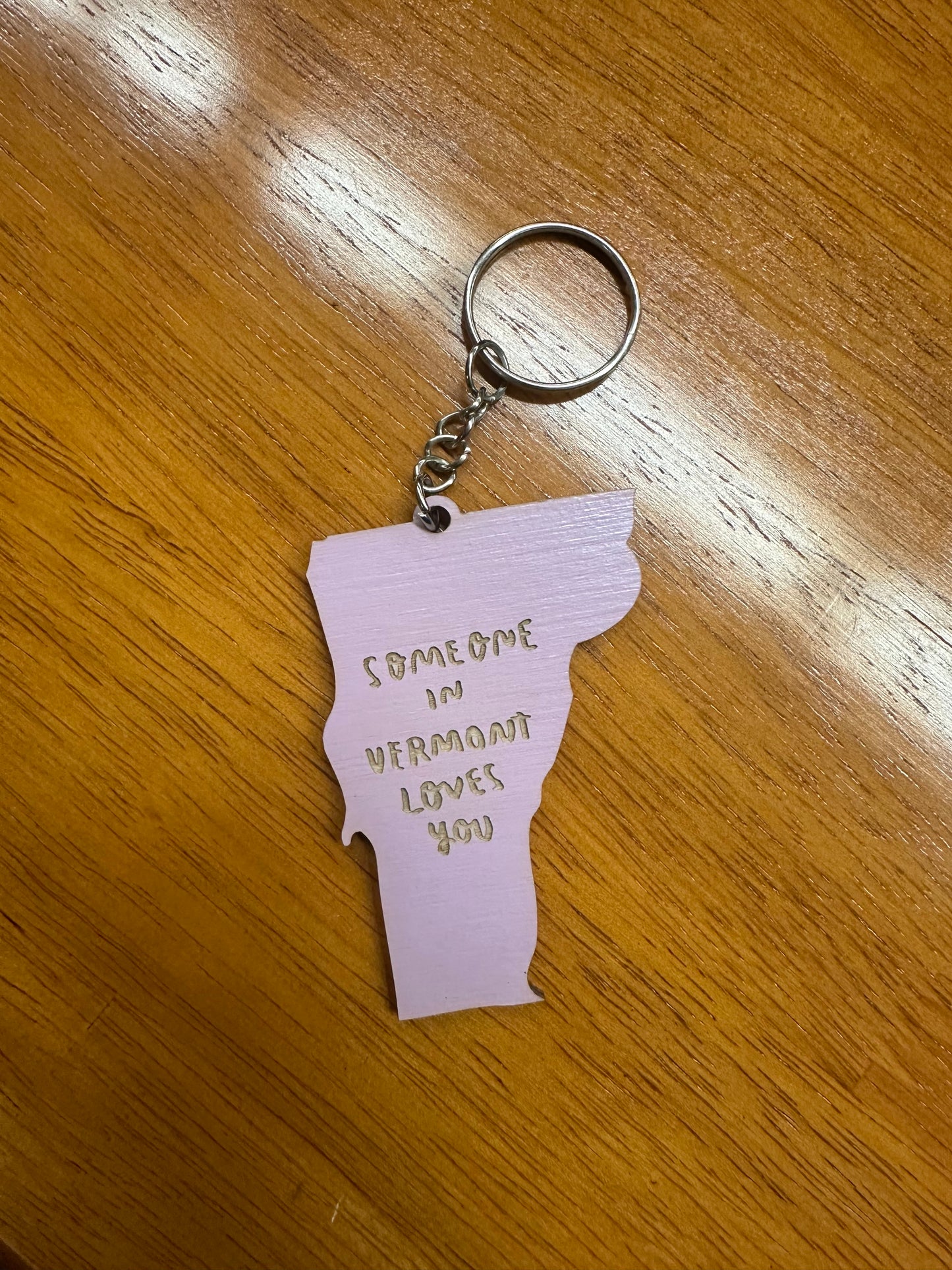 Someone In Vermont Loves You Keychain Color Lilac