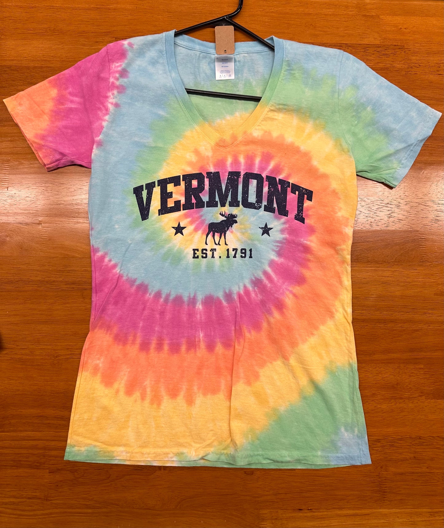 Vermont V Neck Women's T Color Tie Die