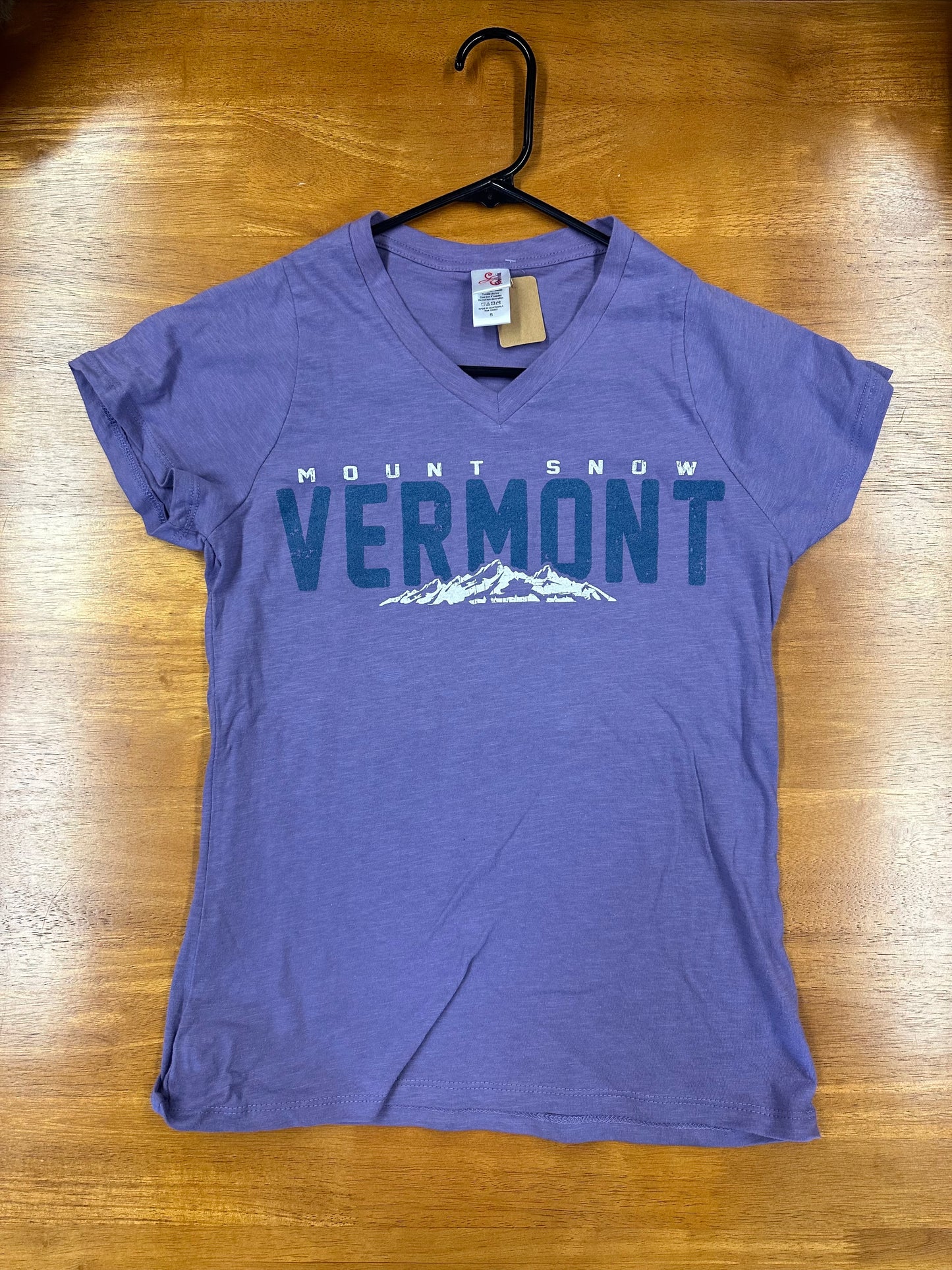 Mount Snow Vermont V Neck Color Orchid