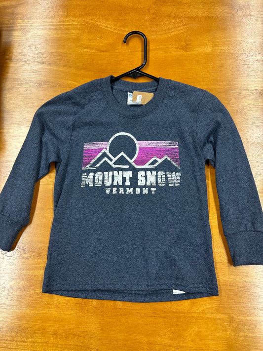 Youth Mount Snow Pink Sun Full Front Long Sleeve Heather