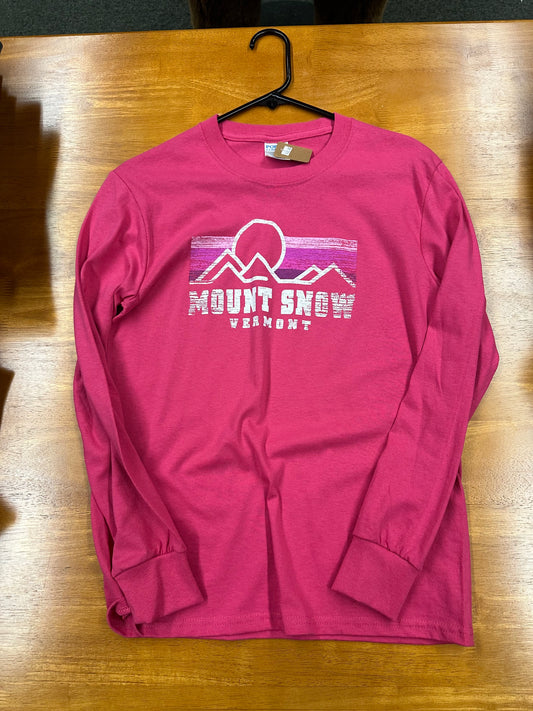 Youth Mount Snow Pink Sun Full Front Long Sleeve