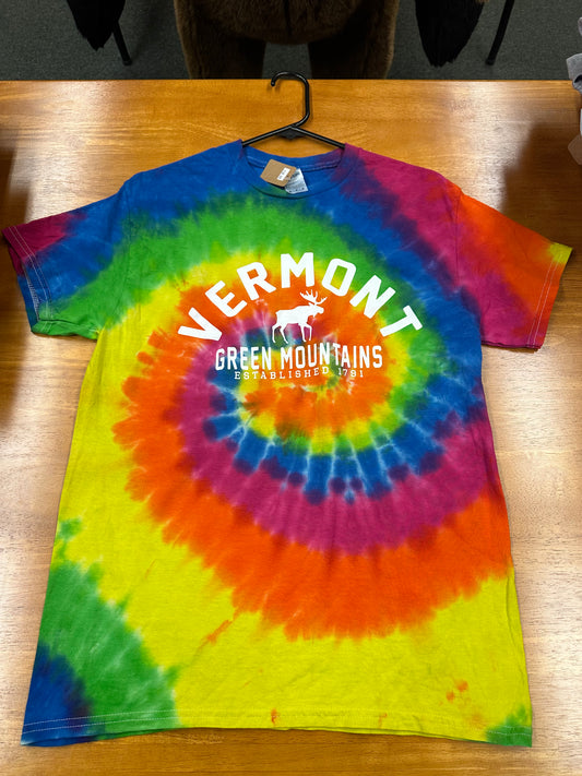 Vermont Green Mountain Est 1791 Dark Tie Dye Shorter Leeve