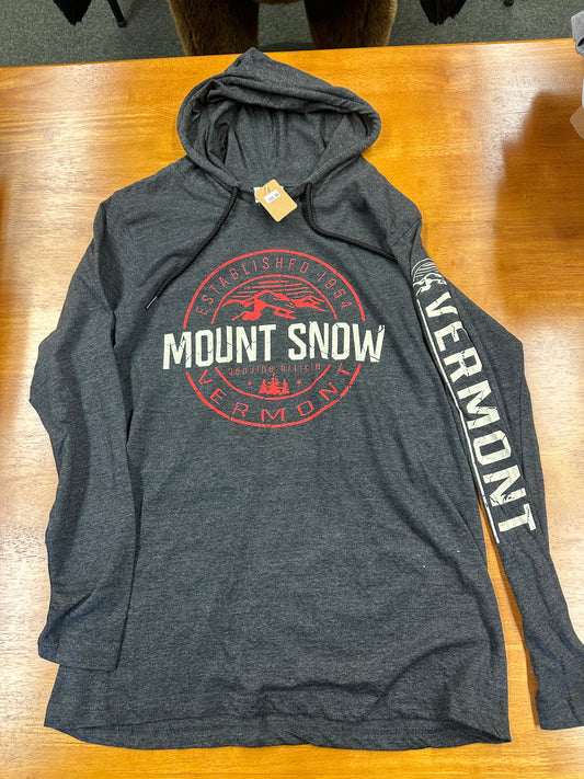 Mount Snow Circle Est 1954 VT Full Front Left Sleeve Heather Hoodie