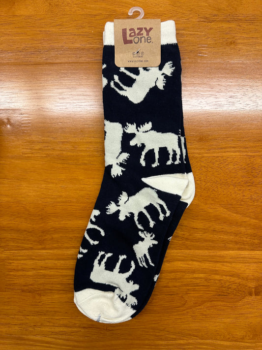 Blue Classic Moose Crew Sock