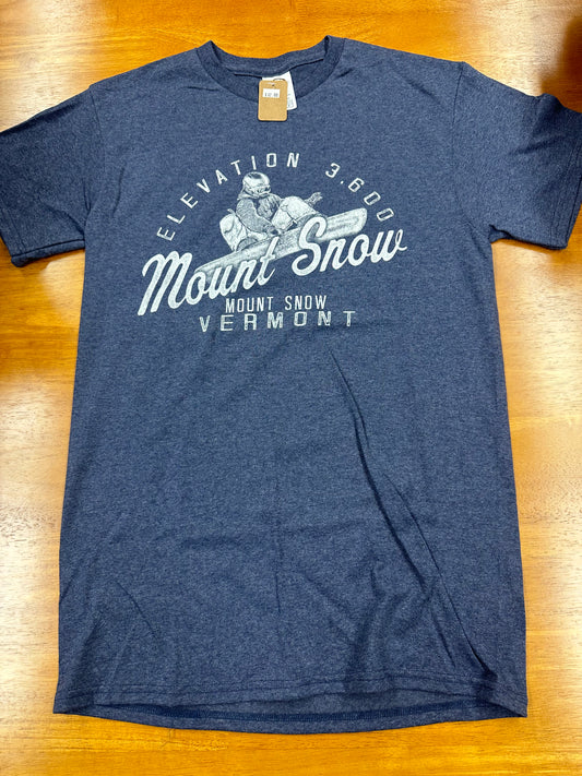 Elevation 3,600 Design W/ Snowboarder Full Front Graphic Color Heather Navy