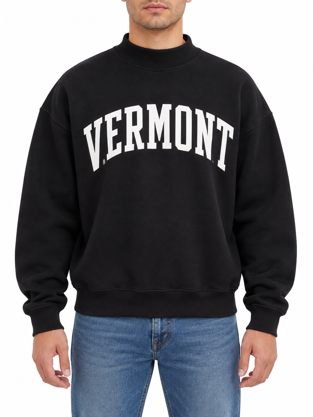 Mock Neck Fleece Sweater Color Black