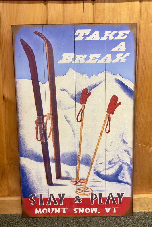 Take a Break - Wood & Metal Wall Art - Wood / 18" x 30" × 1