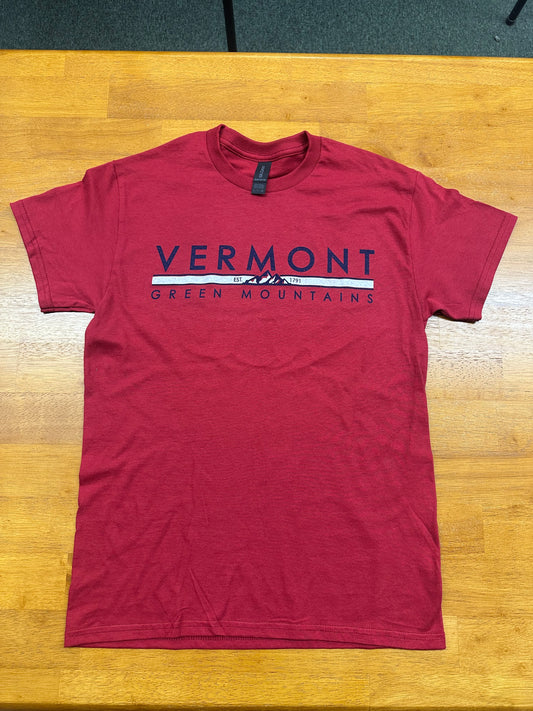 Vermont Mountains T Shirt Color Cardinal