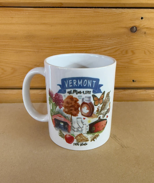 Artistic Vermont State Themes and Landmarks Gift Mug
