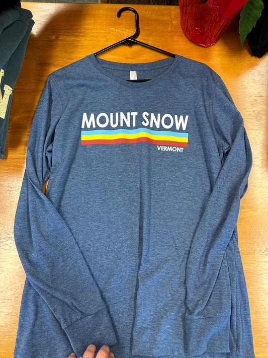 Mount Snow Tri-Color Vermont Full Front Long Sleeve Heather