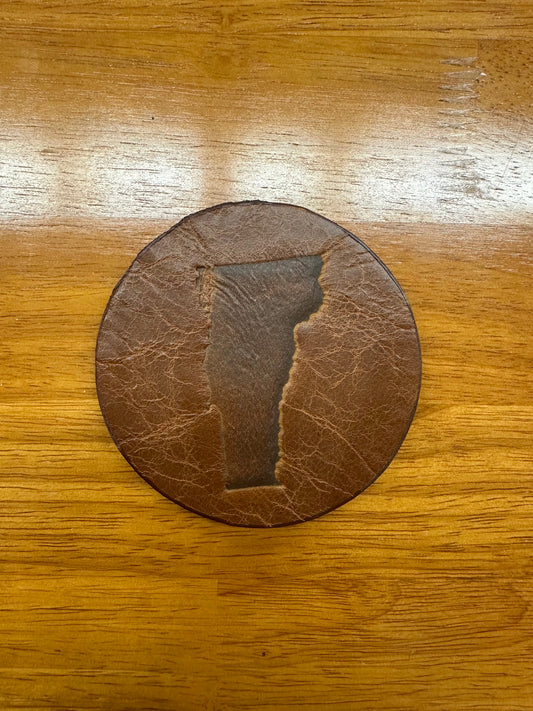 Distressed Brown Leather Coaster