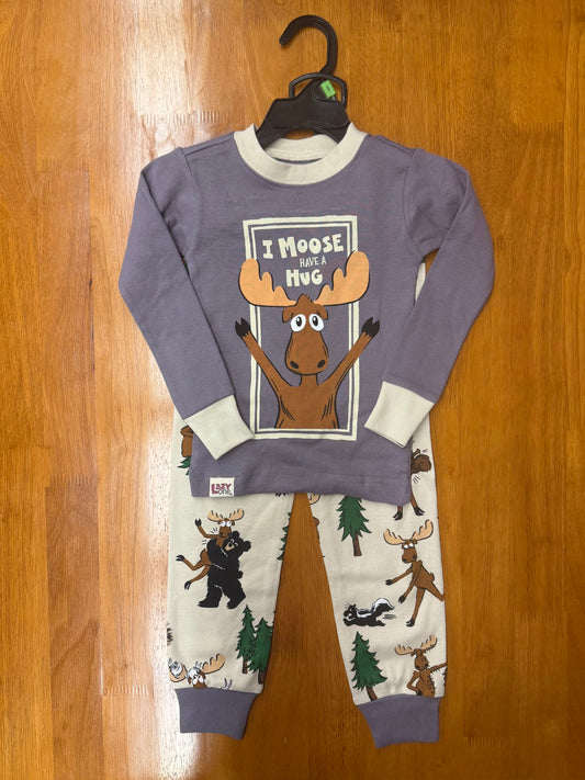 Moose Have A Hug PJ Set Color Purple