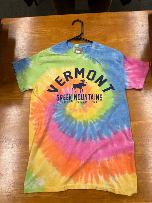 Vermont Green Mountain Est 1971 Pastel Tie Dye Short Sleeve