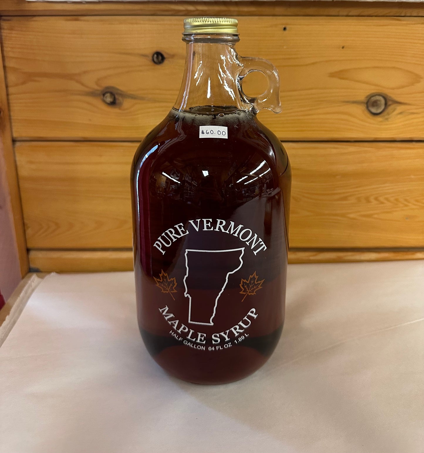 Half Gallon Glass Maple Syrup Jug