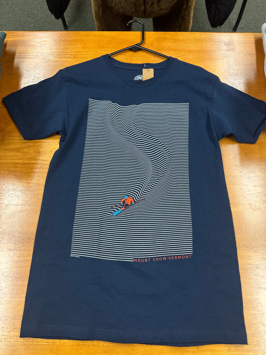 Lined Skier Short Sleeve T Shirt Color Navy