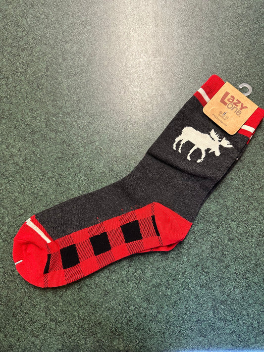 Moose Caboose Socks 9-11 Color Charcoal/Plaid