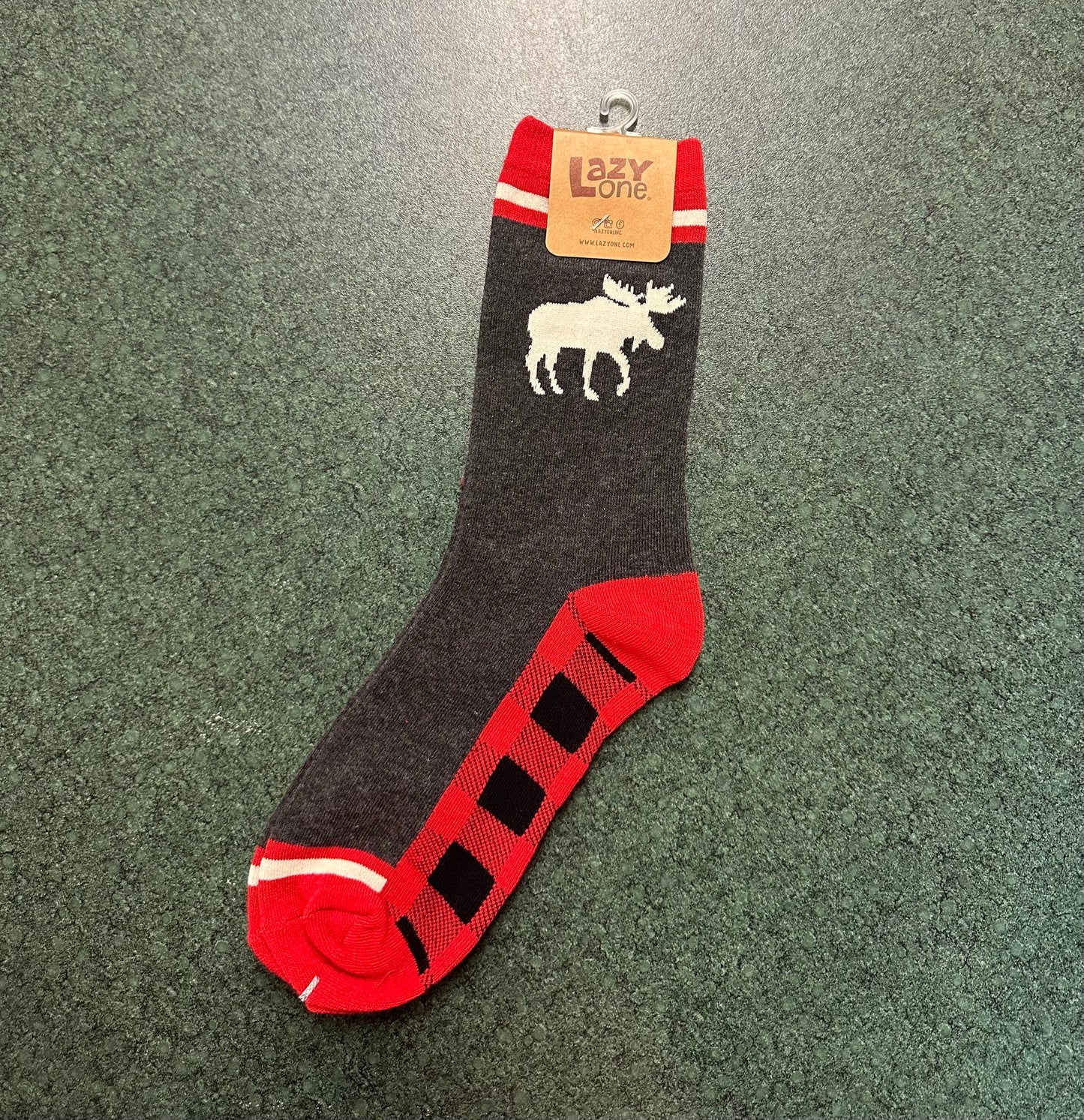 Grey & Red Moose Socks