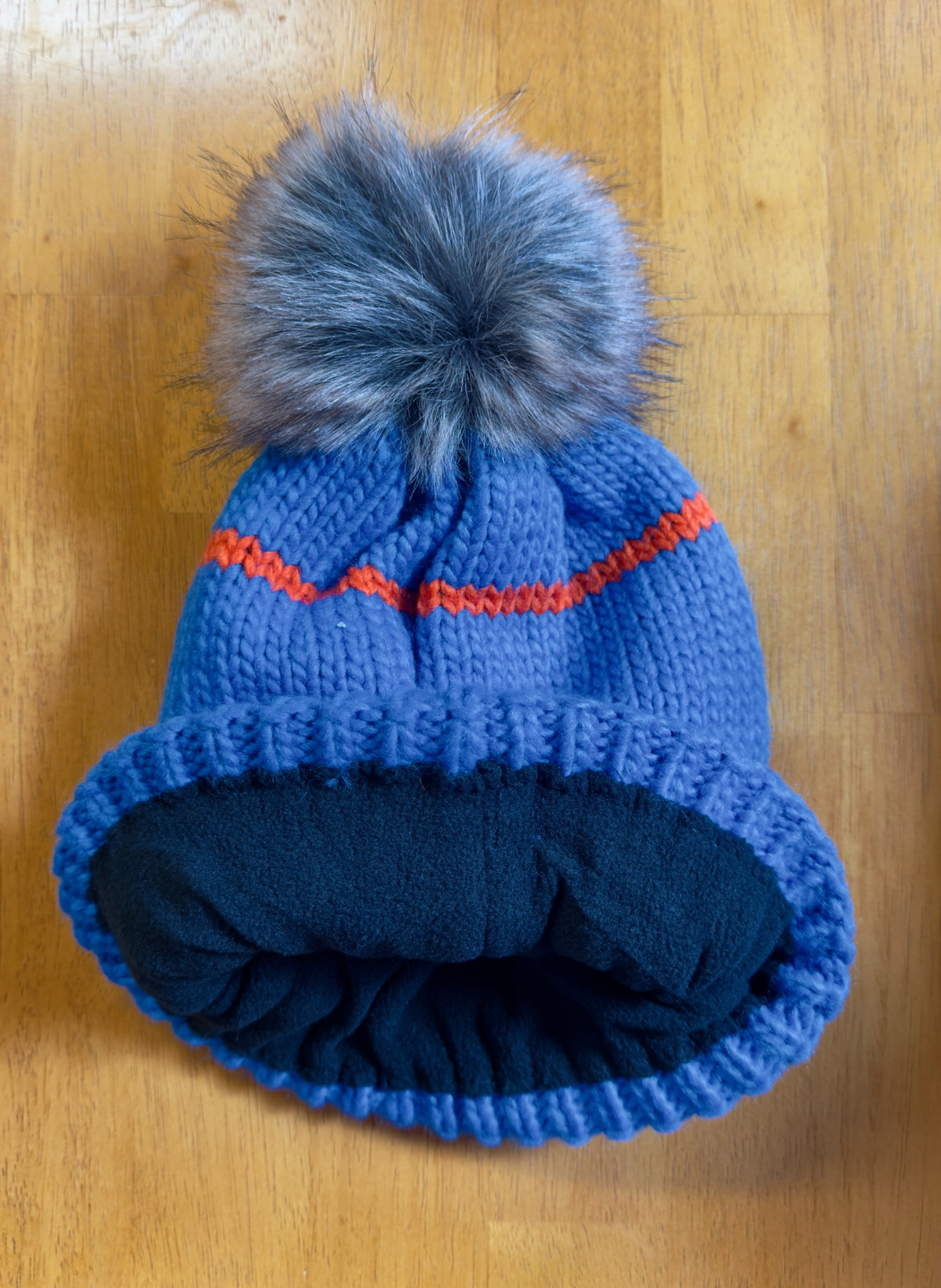 Blue & Orange Apres Pom Hat