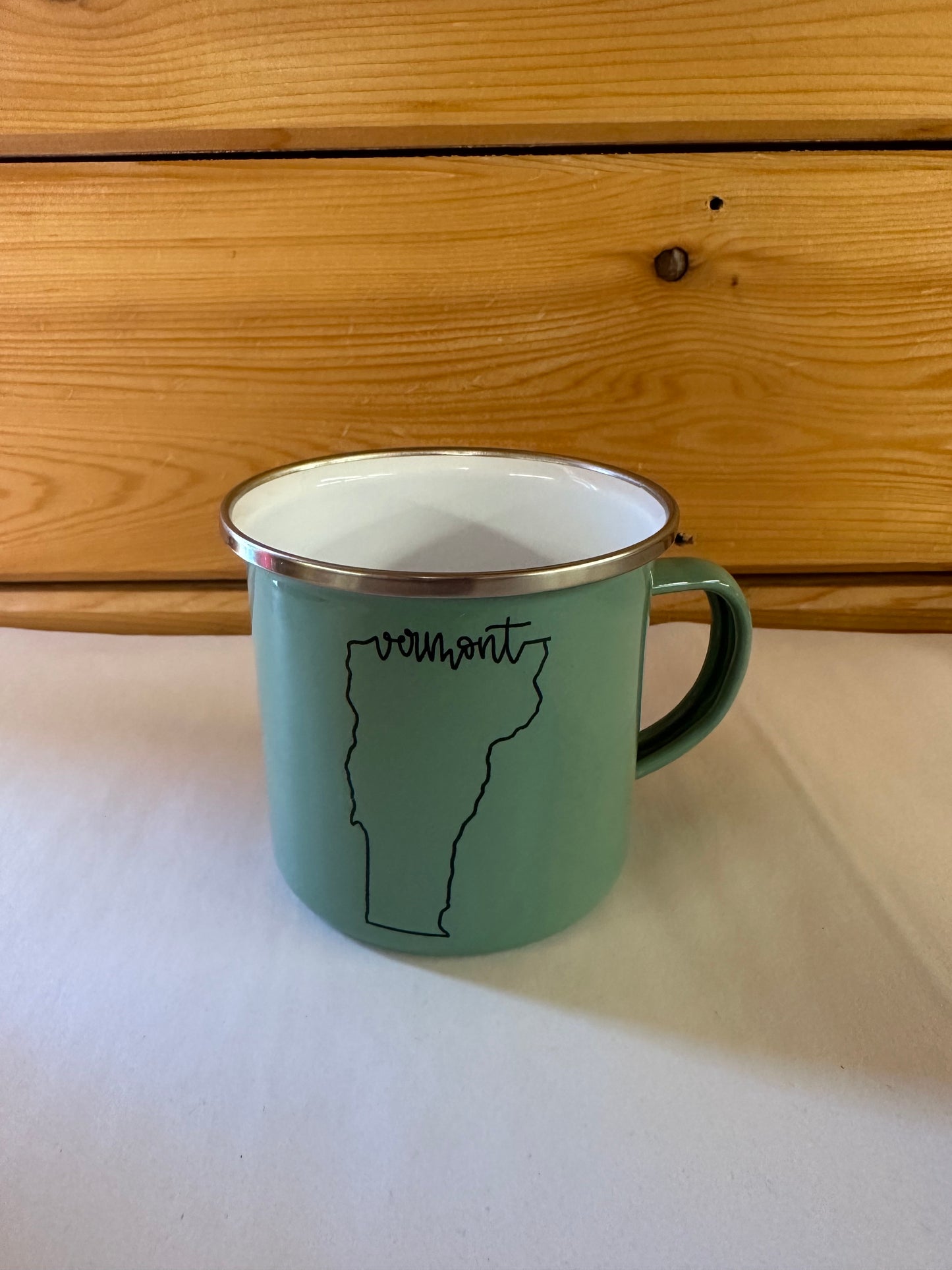 Vermont State Enamel Mug Color Gray Green