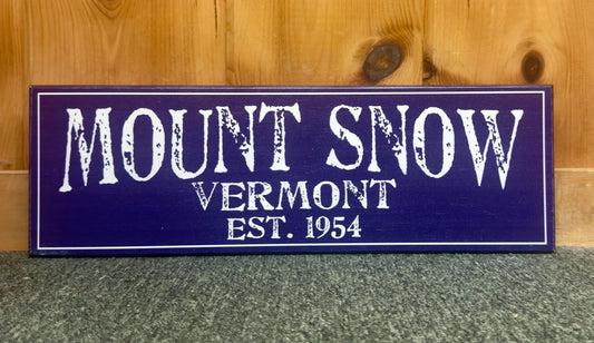 Mount Snow Vermont Est 1954 Navy Wooden Sign