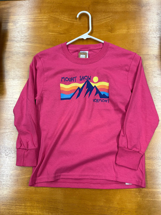 Youth Rainbow Mount Snow Full Front Long Sleeve Color Hot Pink