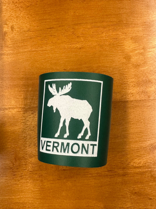 Cup Holder Coozie Vermont Moose Design Color Green