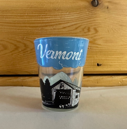 Blue Sky Vermont Covered Bridge Shot Glass