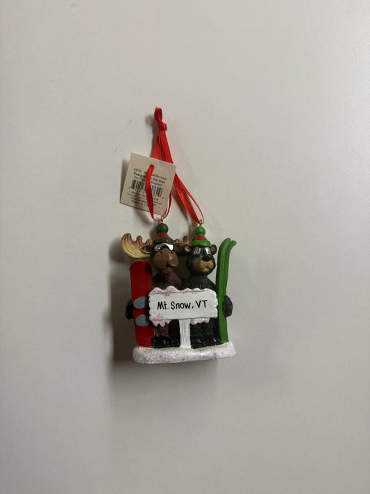 Moose Bear Ski Couple Ornament