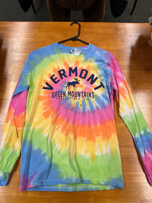 Vermont Green Mountain Est 1791 Pastel Tye Die Long Sleeve