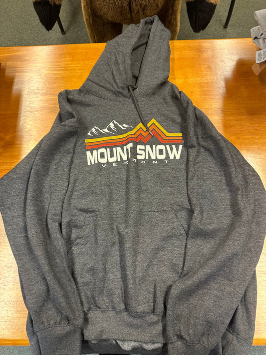 Mount Snow VT 3 Stripe Hoodie Heather