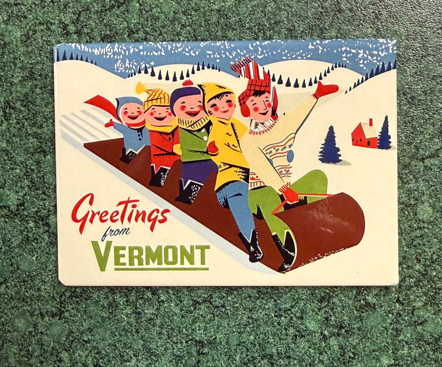 Toboggan Greetings From Vermont Magnet
