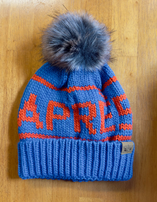 Blue & Orange Apres Pom Hat