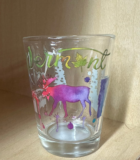 Watercolor Drip Shot Glass