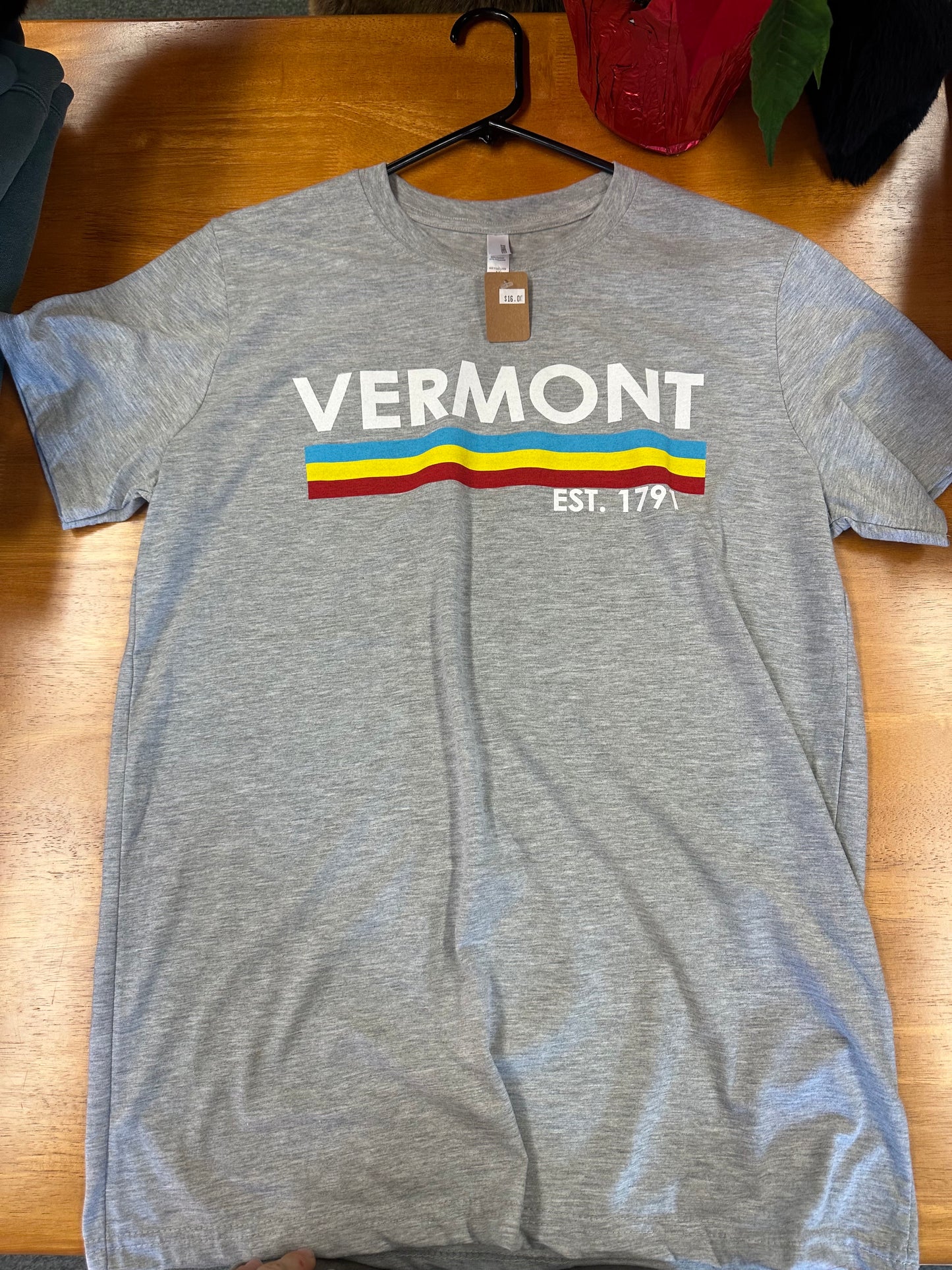 Vermont Tri-Color Est 1791 Full Front Short Sleeve Heather