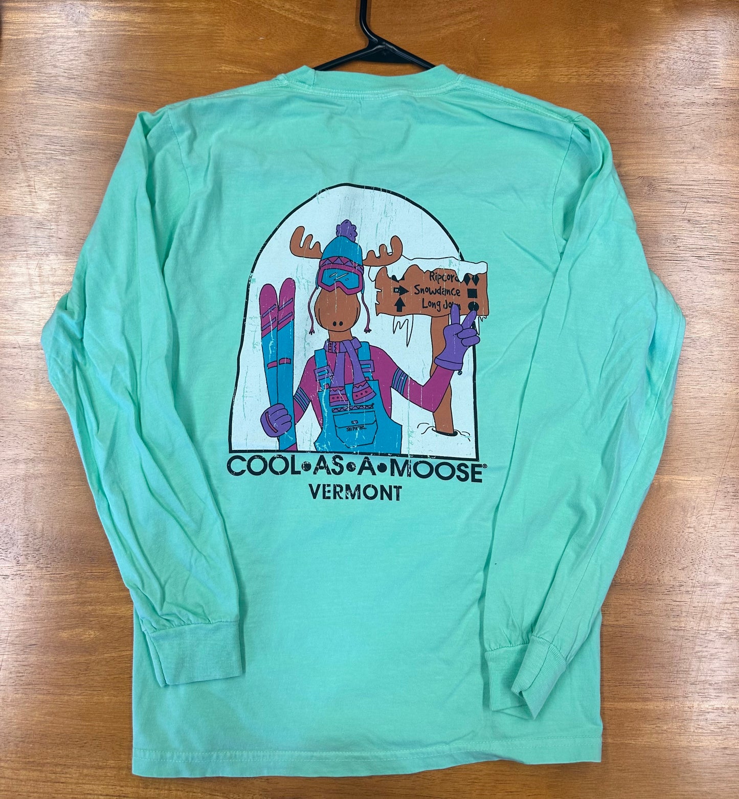 Ski Hermie Cool As A Moose Long Sleeve T Shirt Color Mint