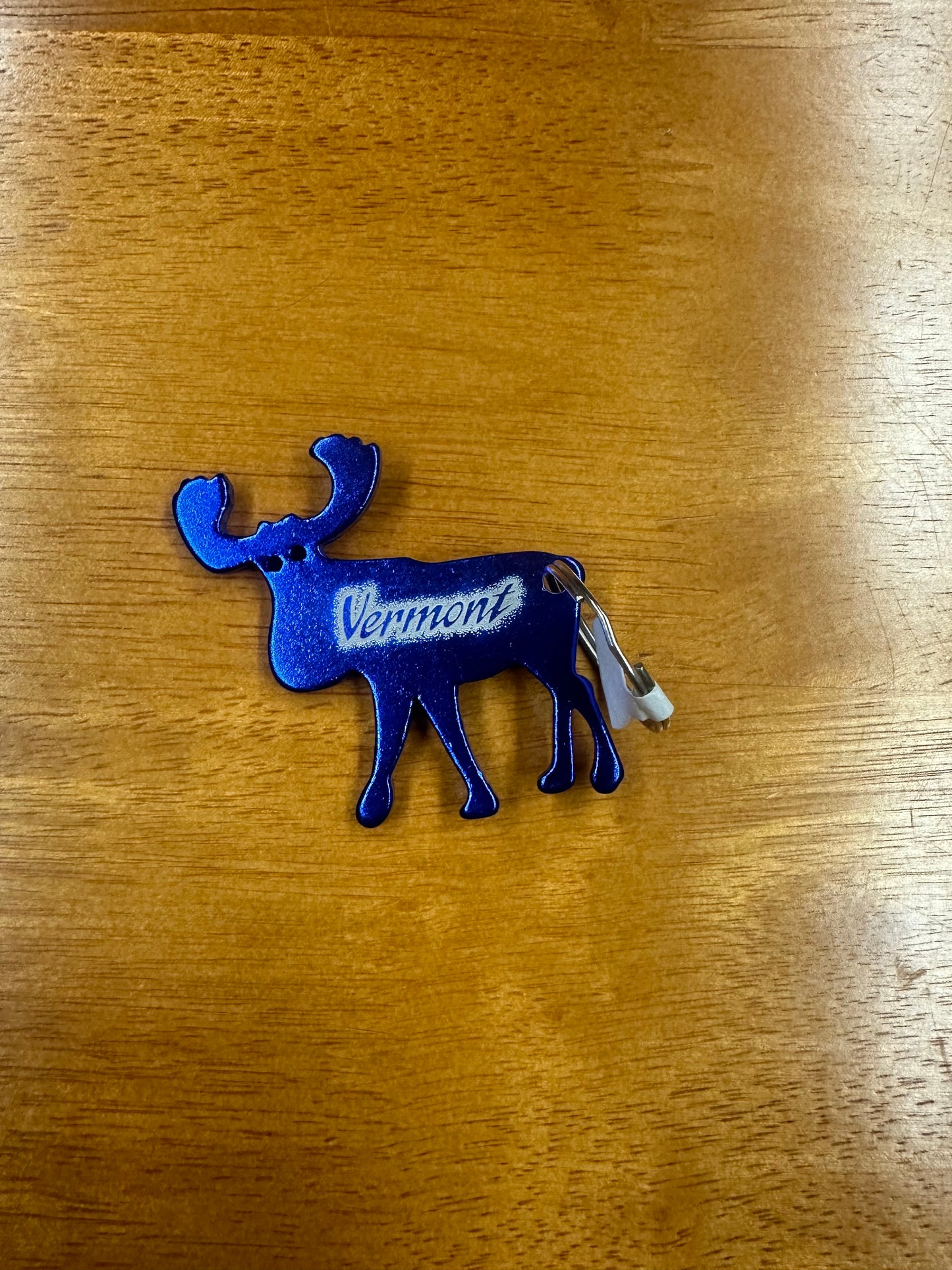 Blue Vermont Moose Keychain