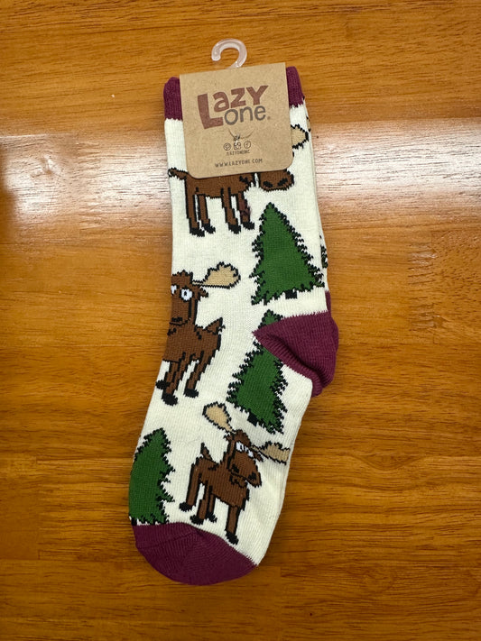 Moose Hug Purple Kid Sock