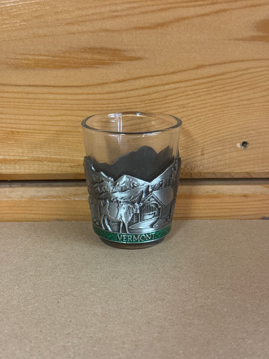 Pewter With Green Band Shot Glass
