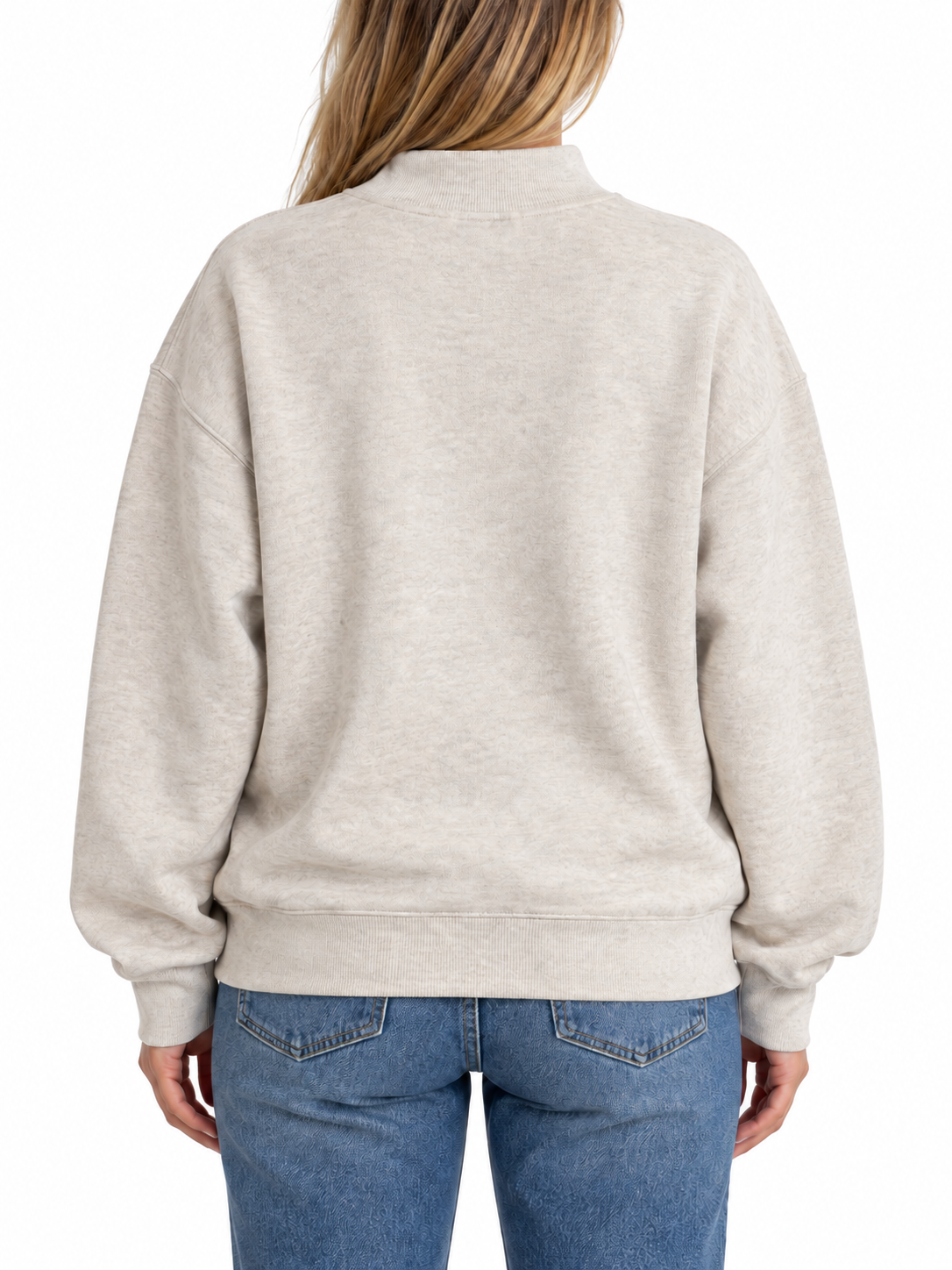 Mock Neck Fleece Sweater Color Grey