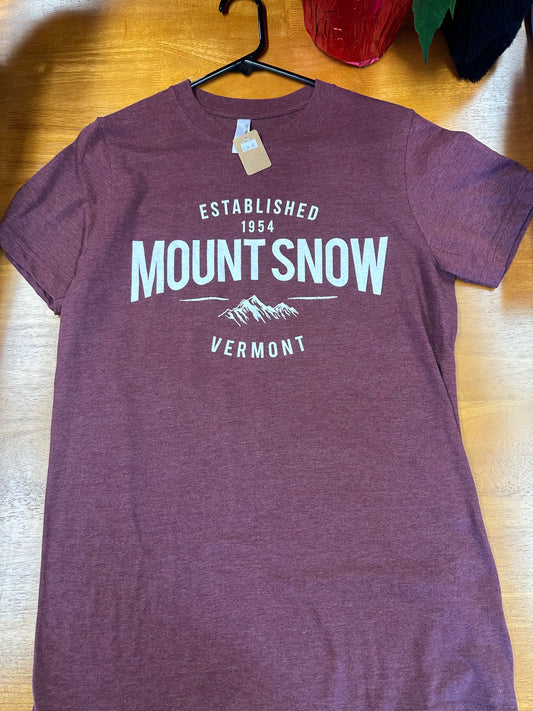 Est. 1954 Mount Snow Vermont Design Full Front Graphic Color Heather Maroon