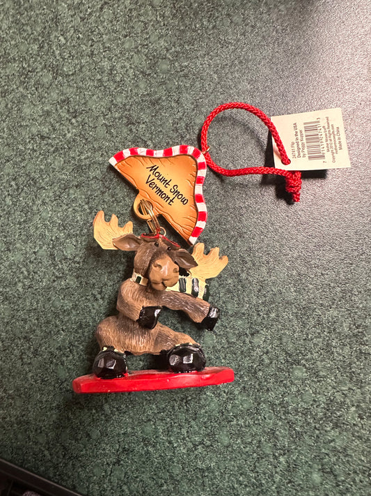 Snowboarding Moose Ornament