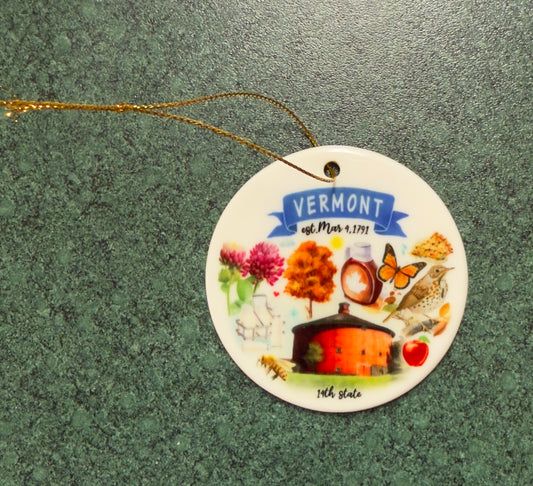 Artistic Vermont State Themes Christmas Ornament
