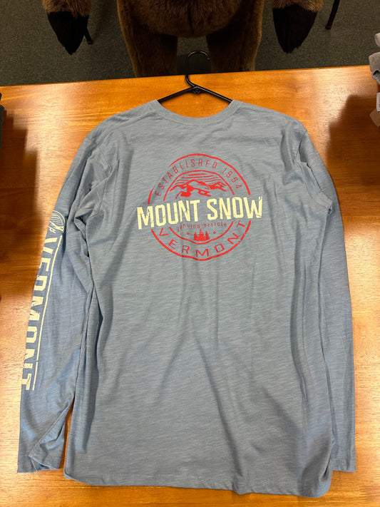 Mount Snow Circle Est 1954 Left Chest Left Sleeve Full Back Heather